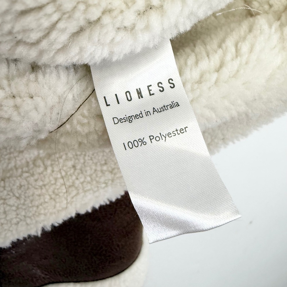 Lioness Heiress Brown Vegan Leather Sherpa Aviator Jacket Size S - Picture 5 of 6